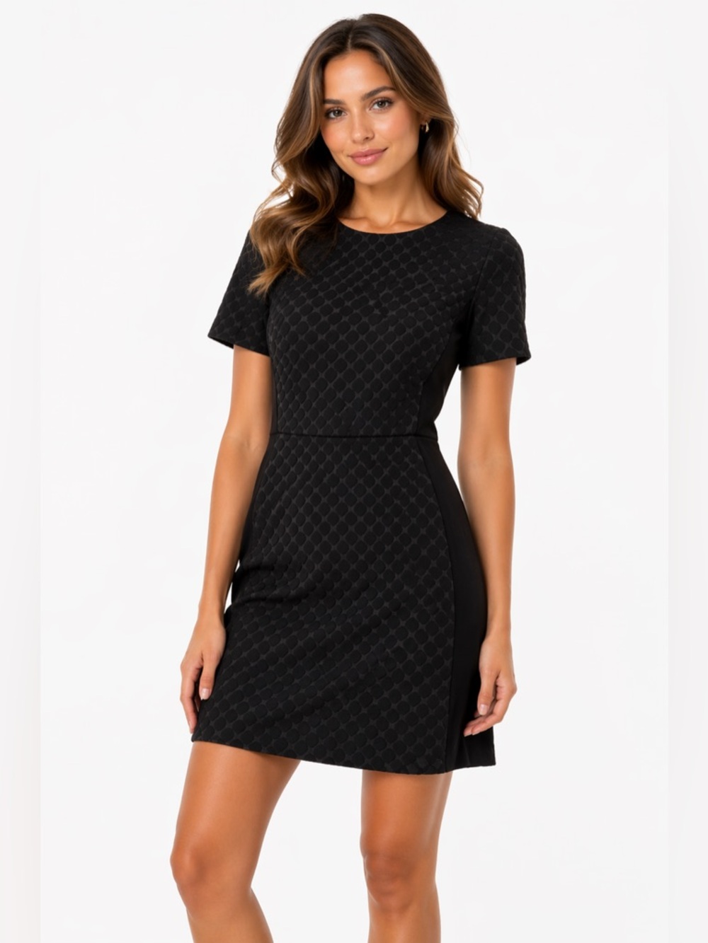 Hutch Size Small Elegant Black Polka Dot Quilted Mini Dress
